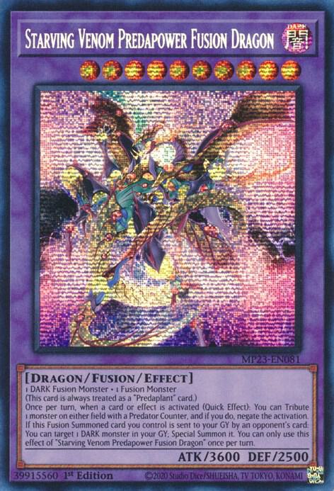 Starving Venom Predapower Fusion Dragon [MP23-EN081] Prismatic Secret Rare