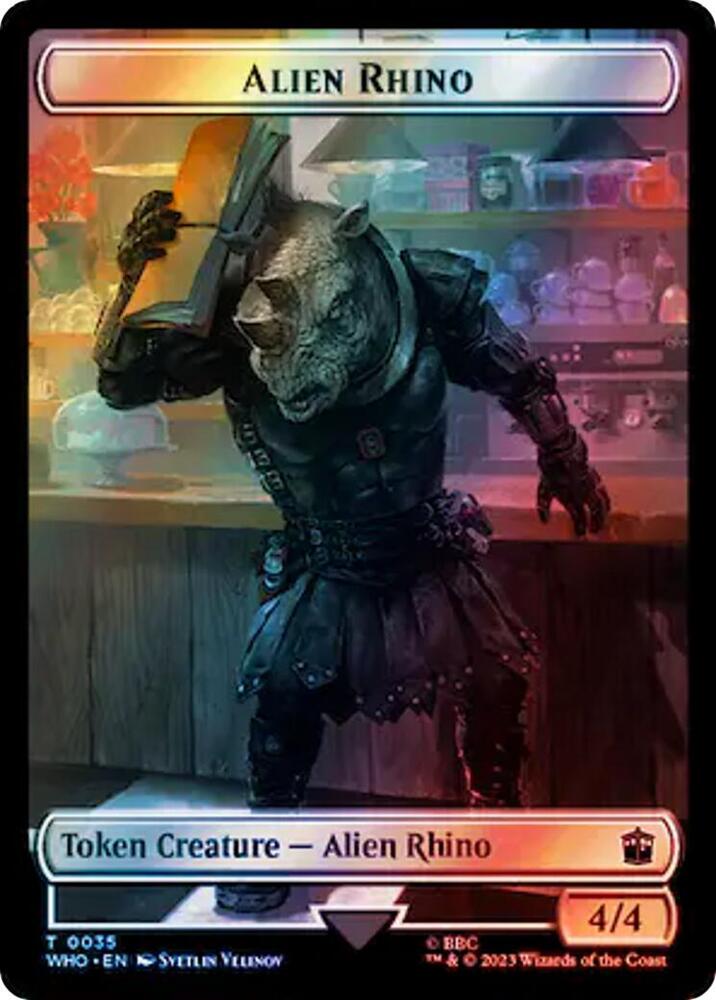 Alien Rhino // Beast Double-Sided Token (Surge Foil) [Doctor Who Tokens]