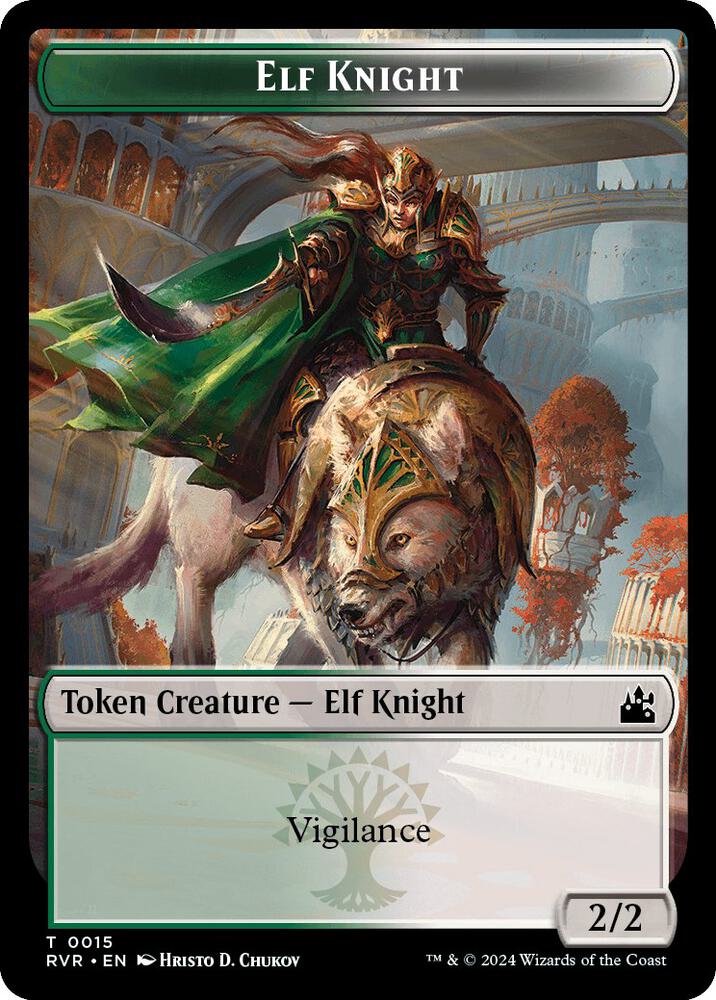 Elf Knight // Rhino Double-Sided Token [Ravnica Remastered Tokens]