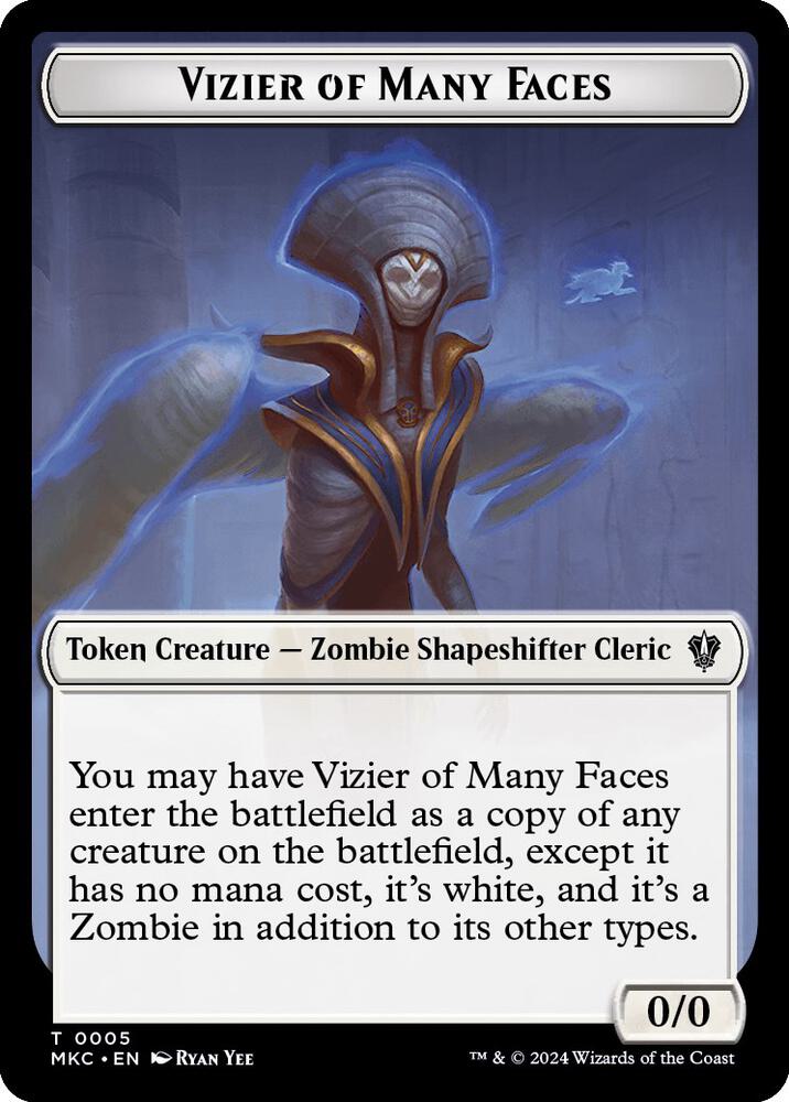 Vizier of Many Faces // Zombie Double-Sided Token [Murders at Karlov Manor Commander Tokens]