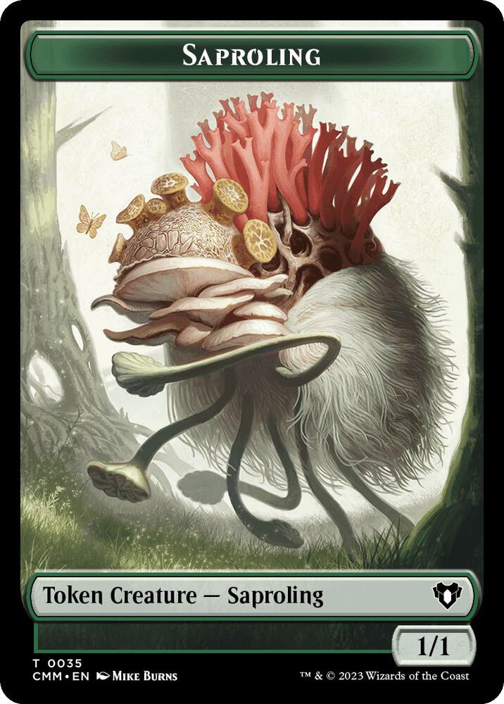 Saproling // Dragon (0021) Double-Sided Token [Commander Masters Tokens]