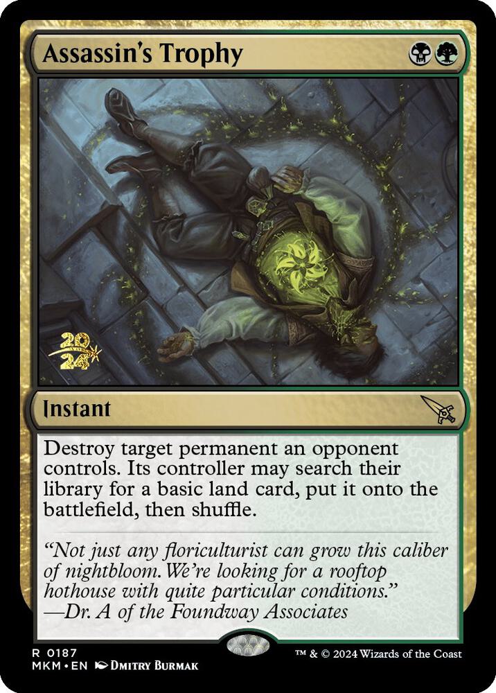 Assassin's Trophy (0187) [Murders at Karlov Manor Prerelease Promos]