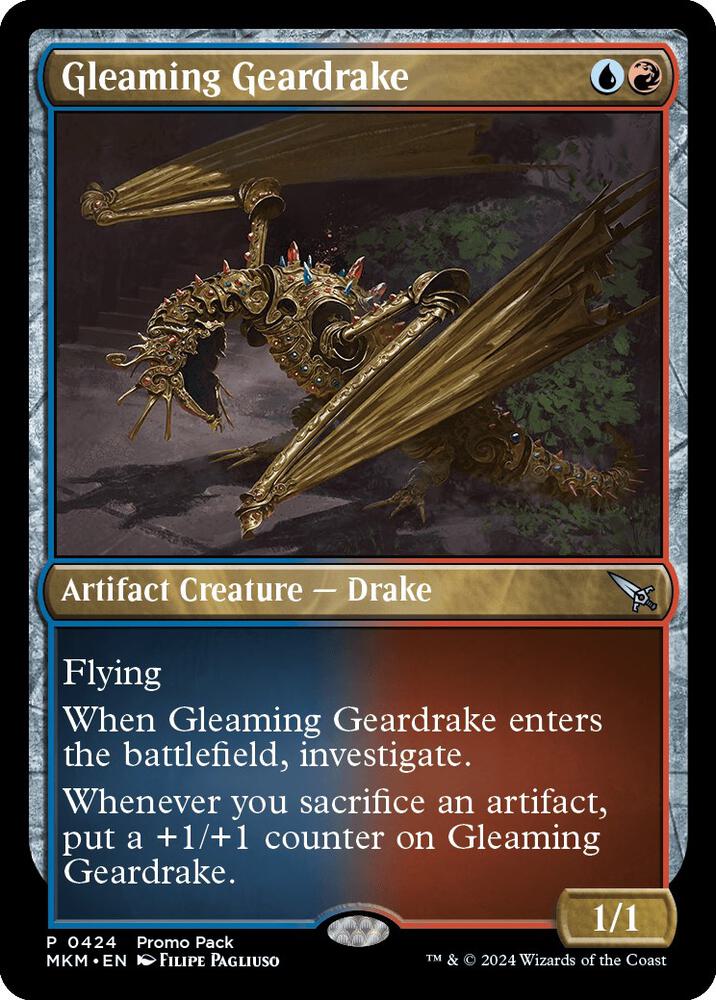 Gleaming Geardrake (Promo Pack) [Murders at Karlov Manor Promos]
