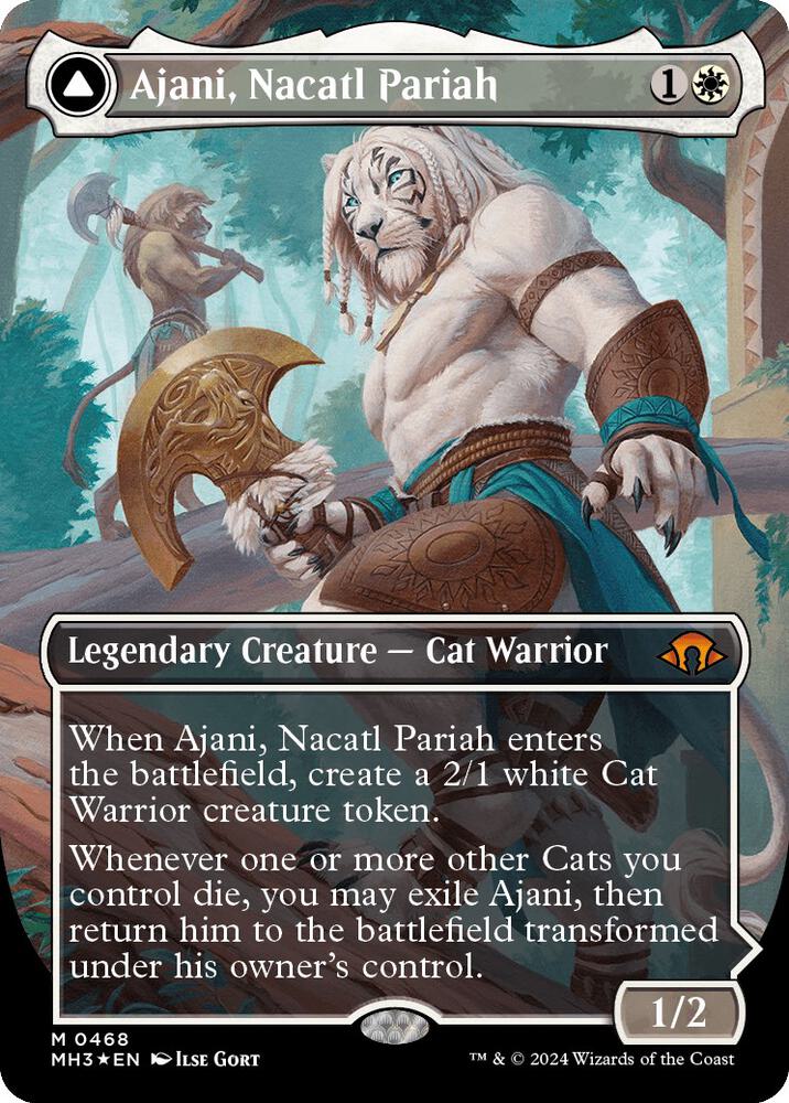 Ajani, Nacatl Pariah // Ajani, Nacatl Avenger (Borderless) (Textured Foil) [Modern Horizons 3]
