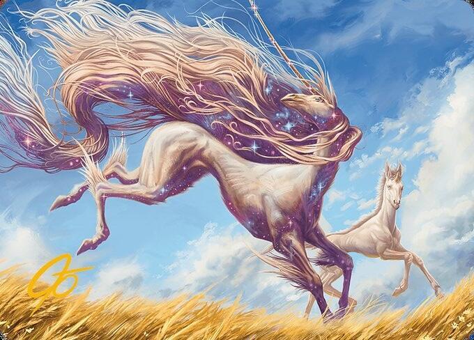 Nyxborn Unicorn Art Card (Gold-Stamped Signature) [Modern Horizons 3 Art Series]