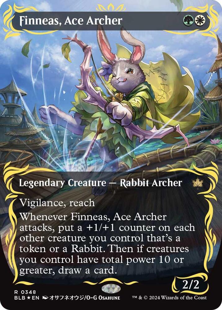 Finneas, Ace Archer (Borderless) (Raised Foil) [Bloomburrow]