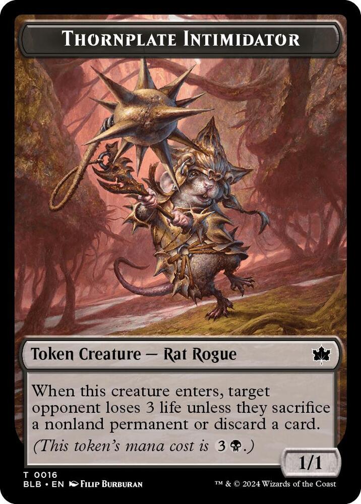 Thornplate Intimidator Token [Bloomburrow Tokens]