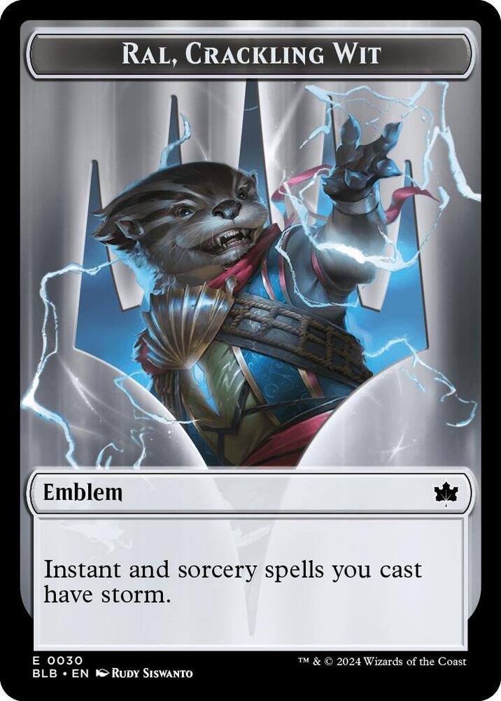 Emblem - Ral, Crackling Wit [Bloomburrow Tokens]