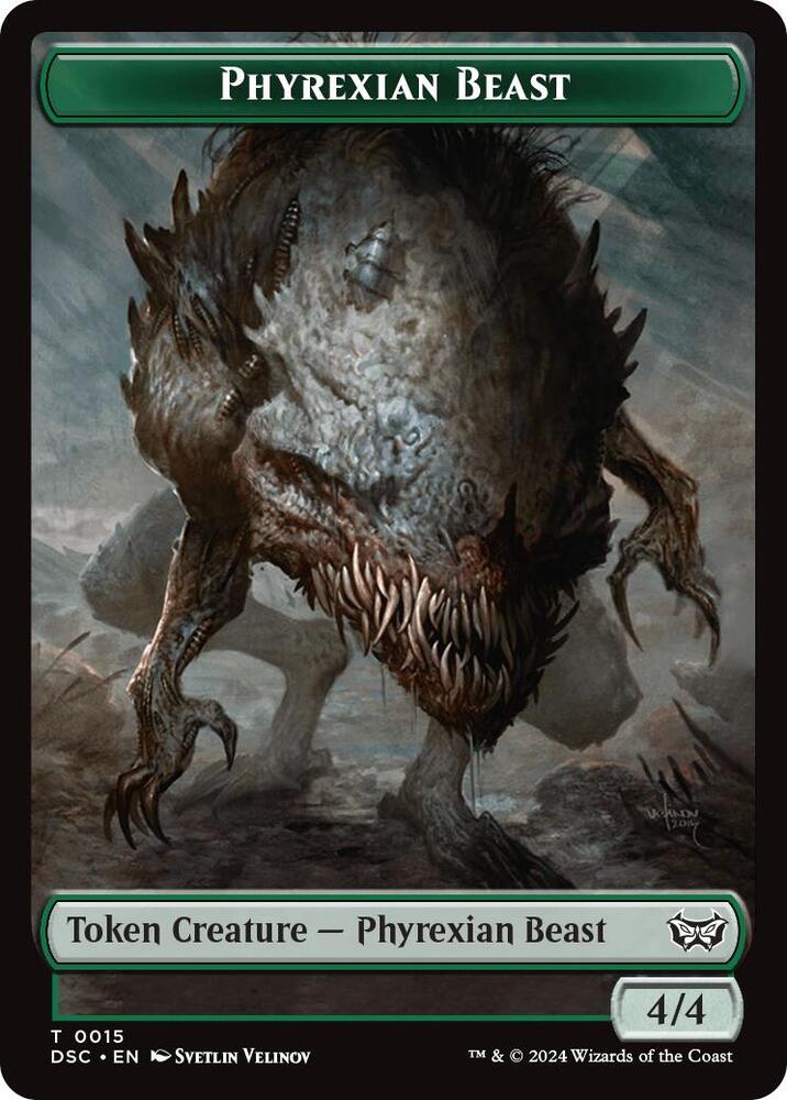 Phyrexian Beast //Manifest Double-Sided Token [Duskmourn: House of Horror Commander Tokens]