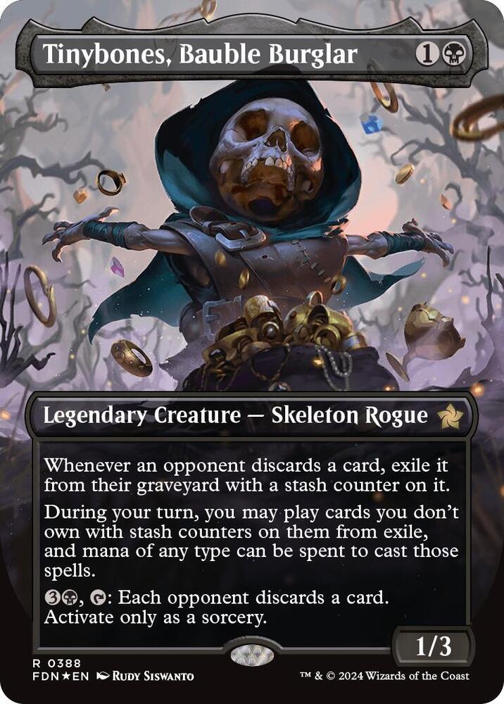 Tinybones, Bauble Burglar (Borderless) (Mana Foil) [Foundations]