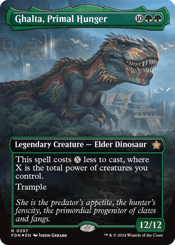 Ghalta, Primal Hunger (Borderless) (Mana Foil) [Foundations]