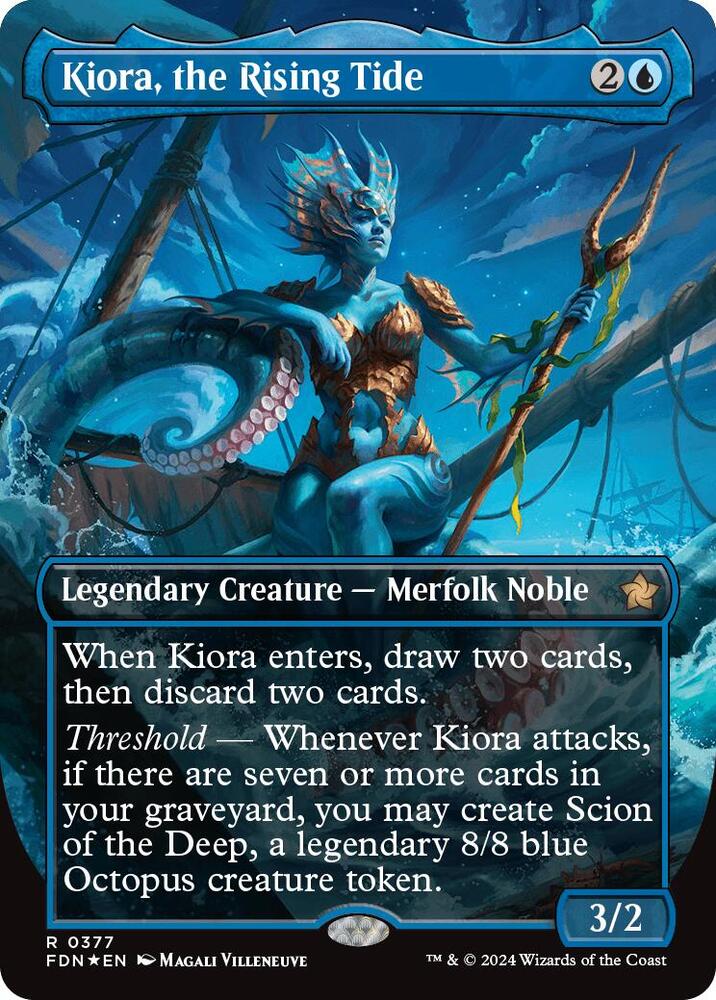 Kiora, the Rising Tide (Borderless) (Mana Foil) [Foundations]