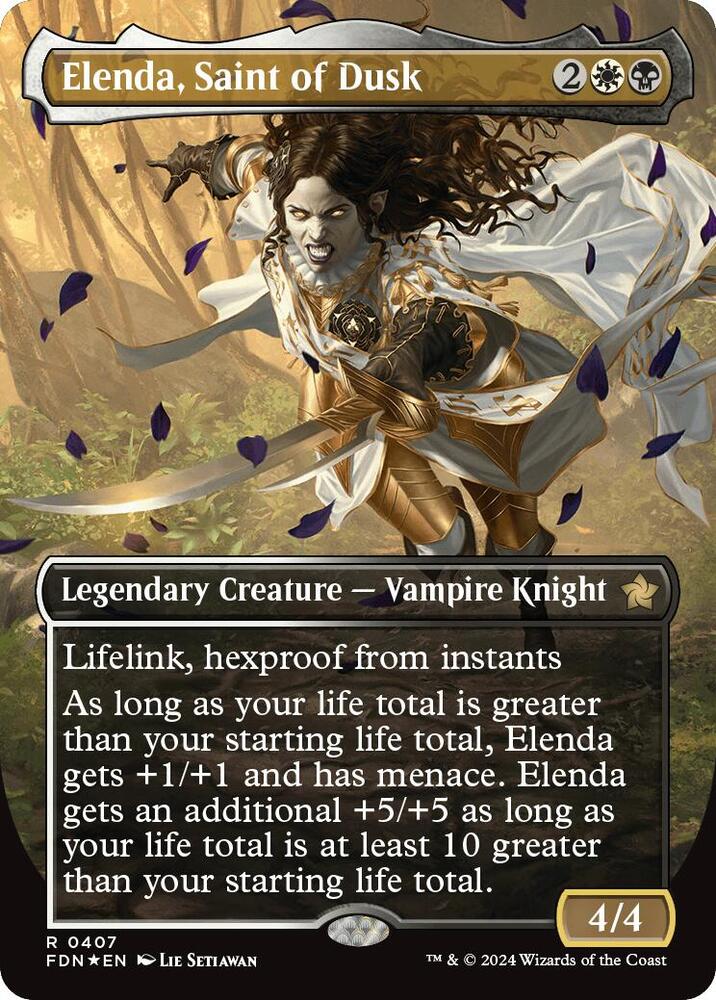 Elenda, Saint of Dusk (Borderless) (Mana Foil) [Foundations]