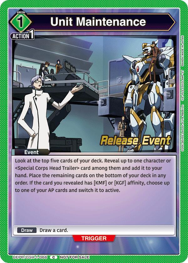 Unit Maintenance (UEPR/CGH-1-066) [UE04BT: CODE GEASS: Lelouch of the Rebellion Release Event Cards]