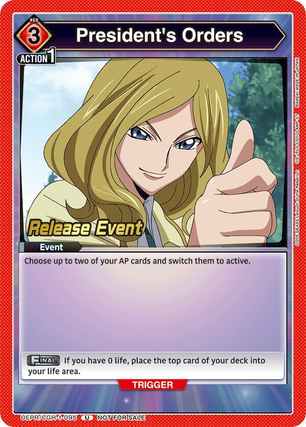President's Orders (UEPR/CGH-1-095) [UE04BT: CODE GEASS: Lelouch of the Rebellion Release Event Cards]