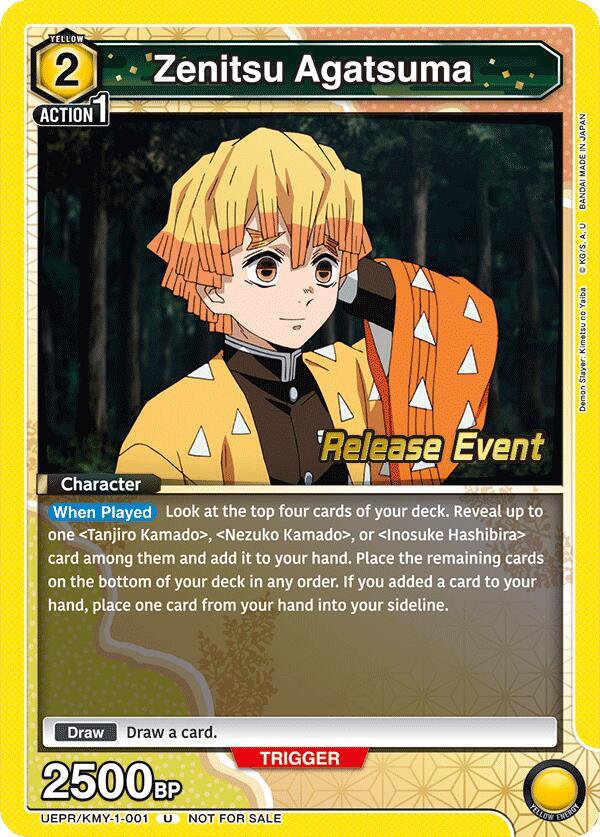 Zenitsu Agatsuma (001) (UEPR/KMY-1-001) [UE05BT: Demon Slayer: Kimetsu no Yaiba Release Event Cards]
