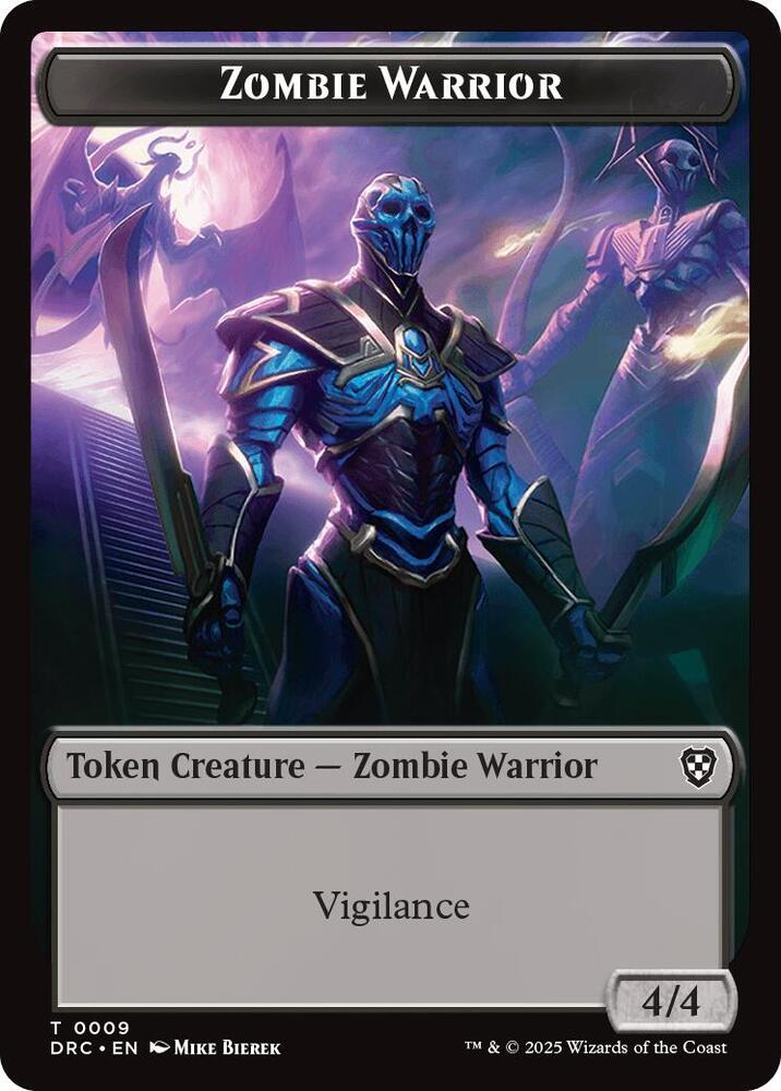 Zombie Warrior // Zombie (0003) Double-Sided Token [Aetherdrift Tokens]