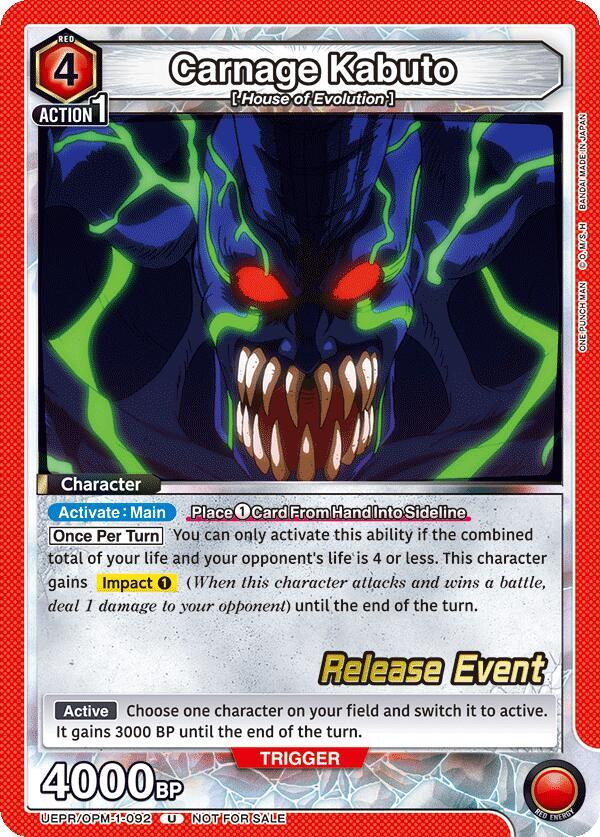 Carnage Kabuto (UEPR/OPM-1-092) [UE06BT: One Punch Man Release Event Cards]