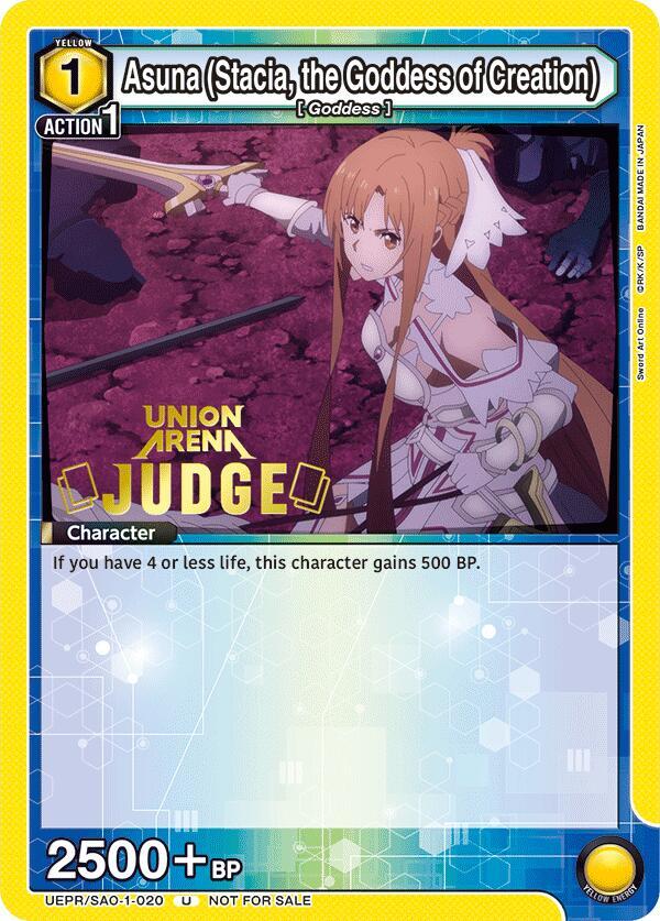 Asuna (Stacia, the Goddess of Creation) (Judge Pack) (UEPR/SAO-1-020) [Union Arena Promotion Cards]