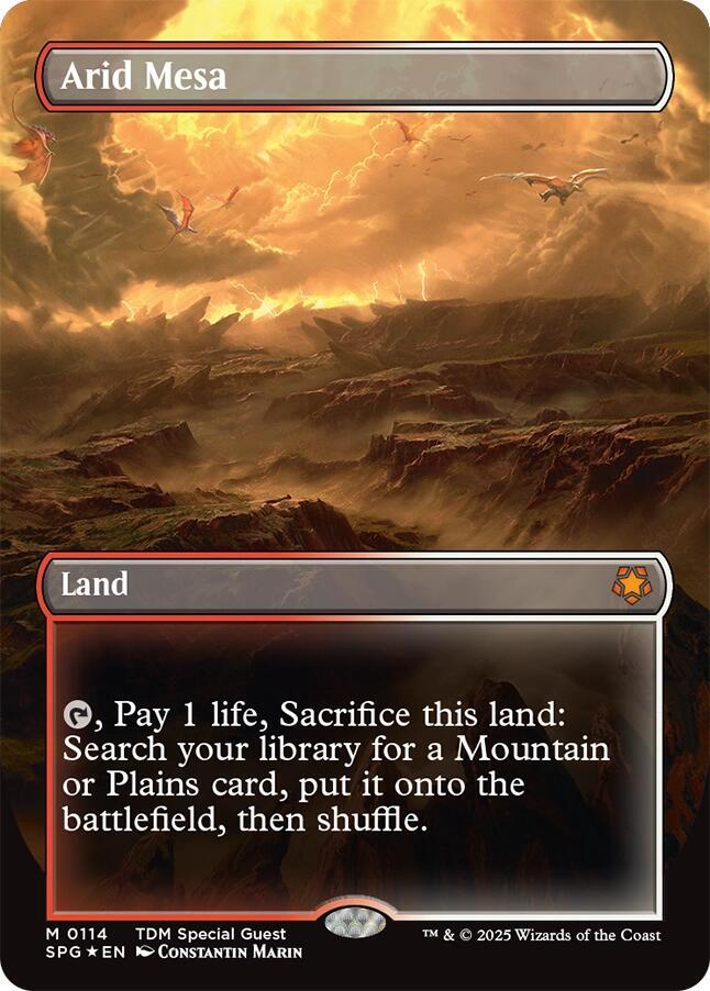 Arid Mesa (Borderless) (Dragonscale Foil) [Tarkir: Dragonstorm Special Guests]