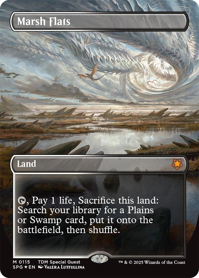 Marsh Flats (Borderless) (Dragonscale Foil) [Tarkir: Dragonstorm Special Guests]