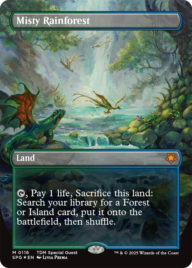 Misty Rainforest (Borderless) (Dragonscale Foil) [Tarkir: Dragonstorm Special Guests]
