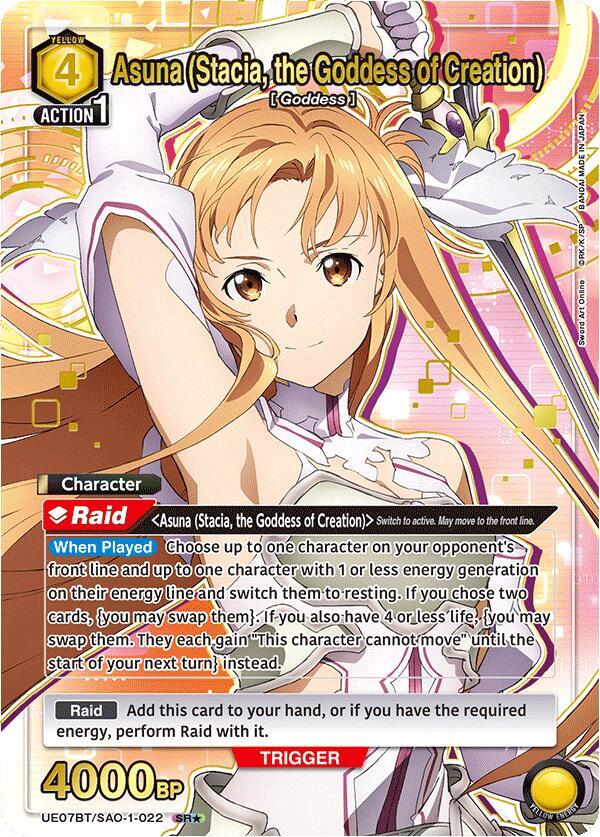 Asuna (Stacia, the Goddess of Creation) (022) (SR*) (UE07BT/SAO-1-022) [UE07BT: Sword Art Online]