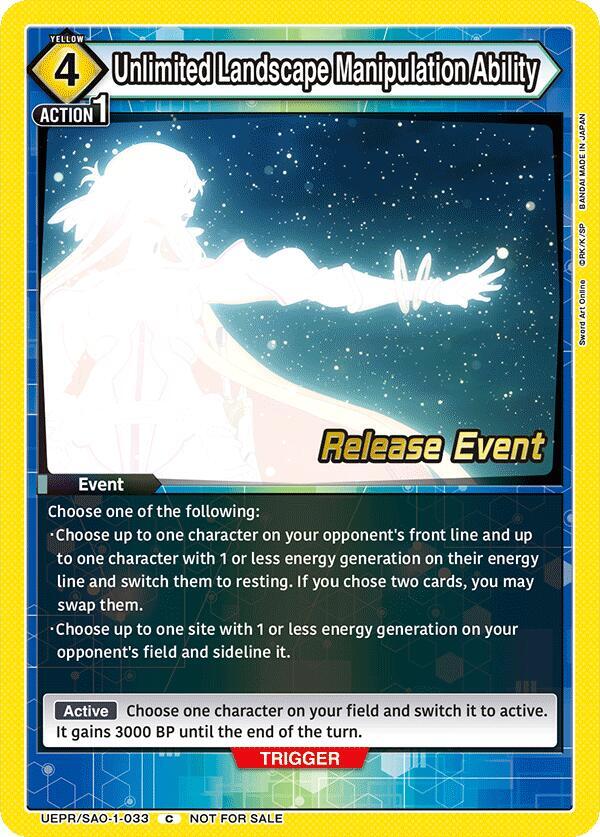 Unlimited Landscape Manipulation Ability (UEPR/SAO-1-033) [UE07BT: Sword Art Online Release Event Cards]