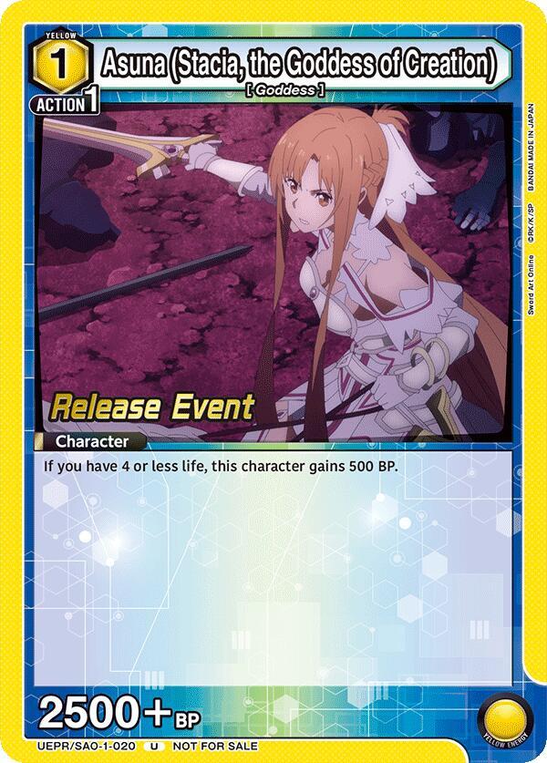 Asuna (Stacia, the Goddess of Creation) (020) (UEPR/SAO-1-020) [UE07BT: Sword Art Online Release Event Cards]