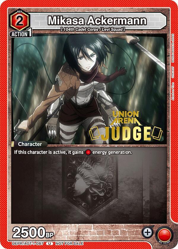 Mikasa Ackermann (Judge Pack) (UEPR/AOT-1-087) [Union Arena Promotion Cards]