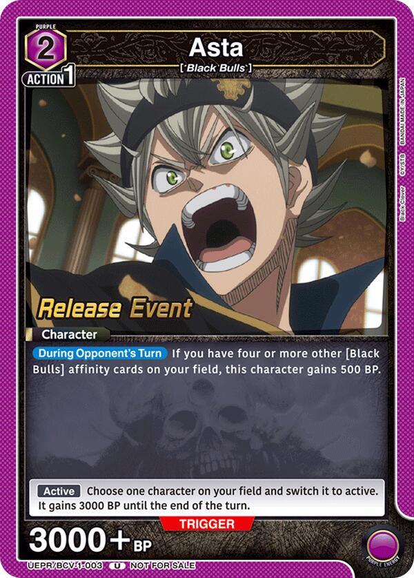 Asta (003) (UEPR/BCV-1-003) [UE08BT: Black Clover Release Event Cards]
