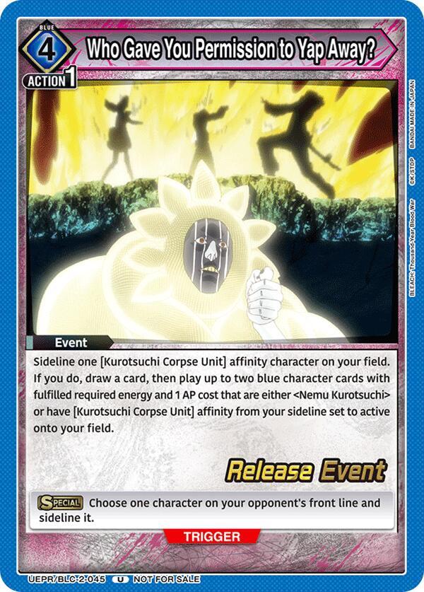 Who Gave You Permission to Yap Away? (UEPR/BLC-2-045) [UEX01BT: BLEACH: Thousand-Year Blood War Vol.2 Release Event Cards]