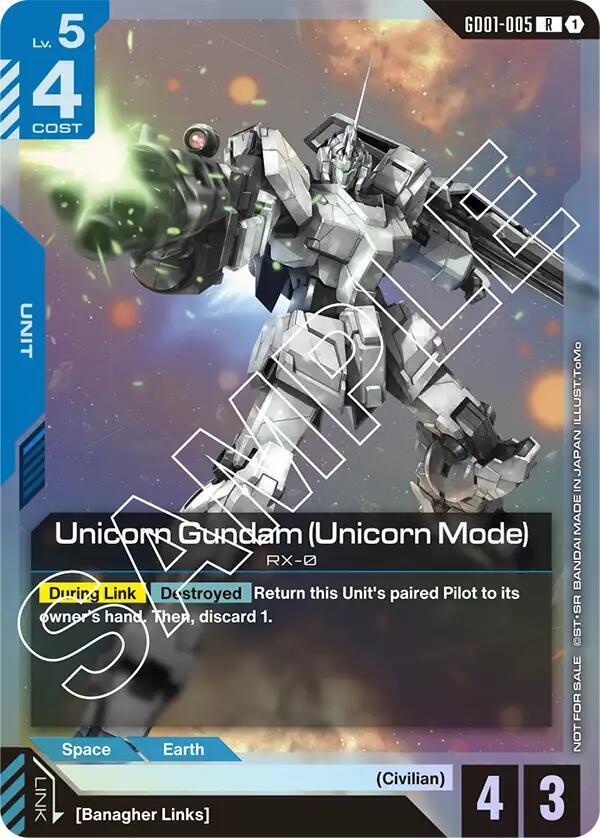 Unicorn Gundam (Unicorn Mode) (Launch Event) (GD01-005) [Gundam Promotional Cards]