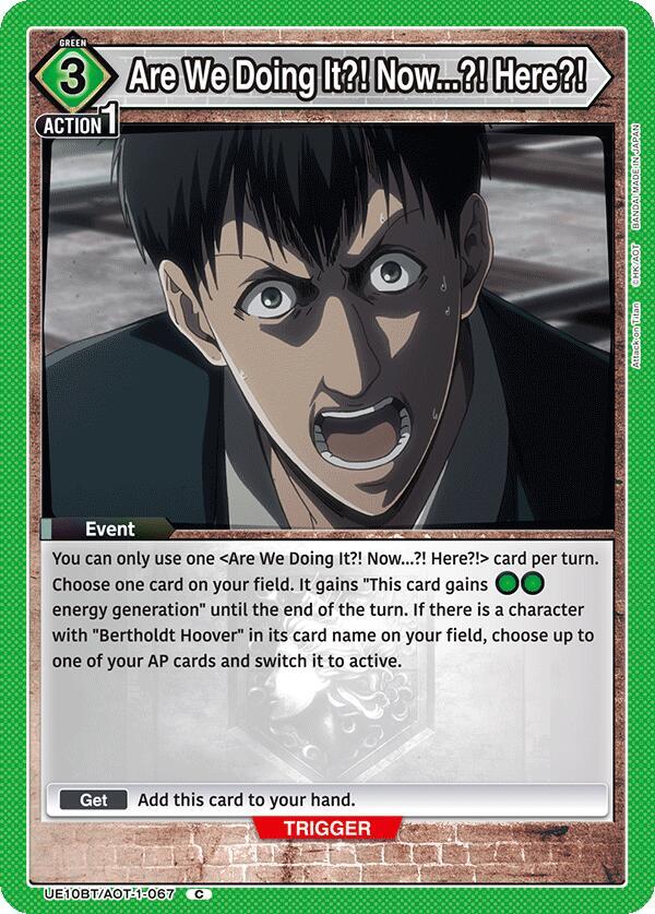 Are We Doing It?! Now...?! Here?! (UE10BT/AOT-1-067) [UE10BT: Attack on Titan]