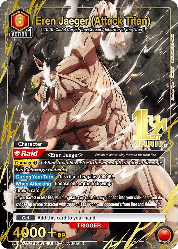 Eren Jaeger (Attack Titan) (093) (Gold) (UEPR/AOT-1-093) [Union Arena Promotion Cards]