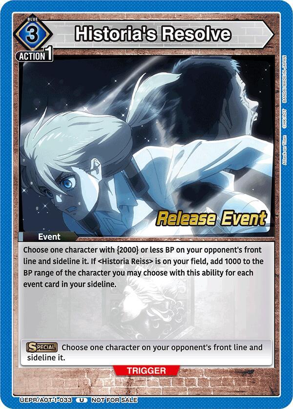 Historia's Resolve (UEPR/AOT-1-033) [UE10BT: Attack on Titan Release Event Cards]
