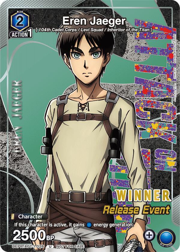 Eren Jaeger (Release Event Winner) (UEPR/AOT-1-026) [UE10BT: Attack on Titan Release Event Cards]