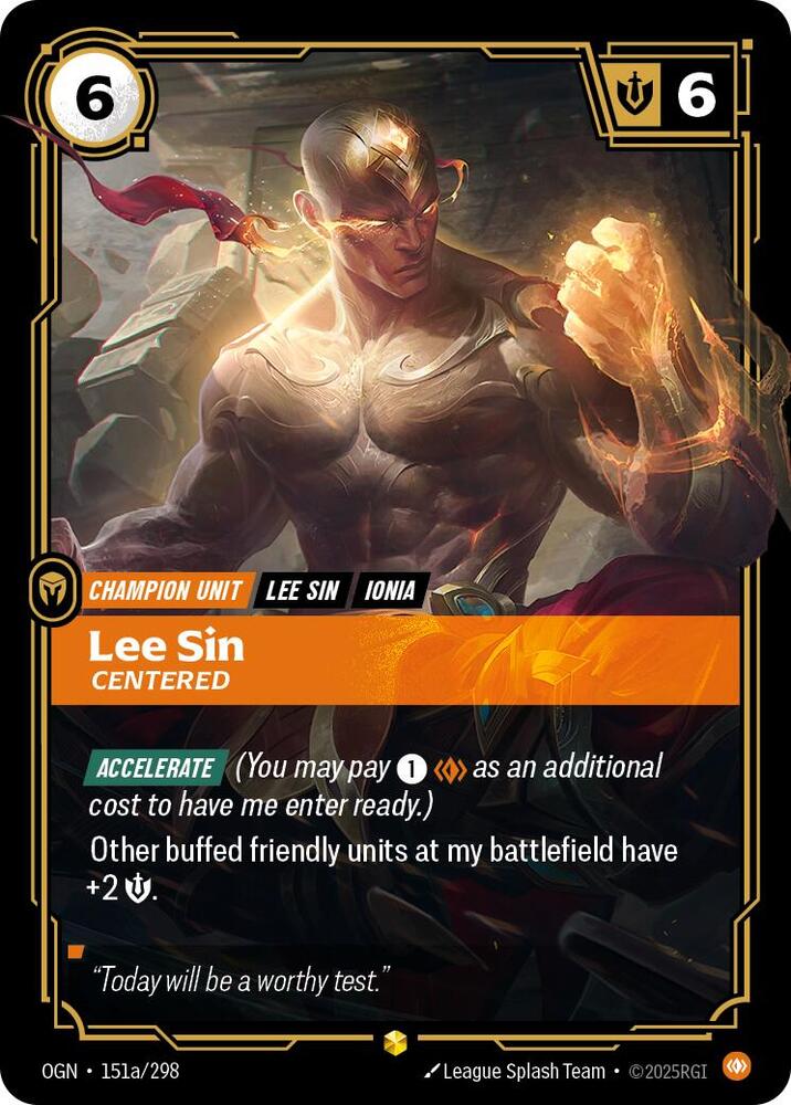 Lee Sin, Centered (Alternate Art) (151a/298) [Origins]