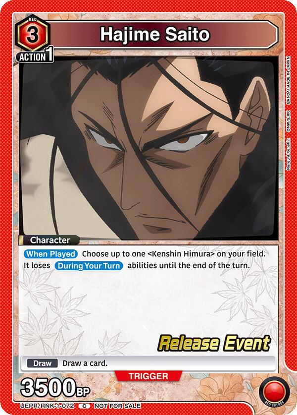 Hajime Saito (072) (UEPR/RNK-1-072) [UE11BT: Rurouni Kenshin Release Event Cards]