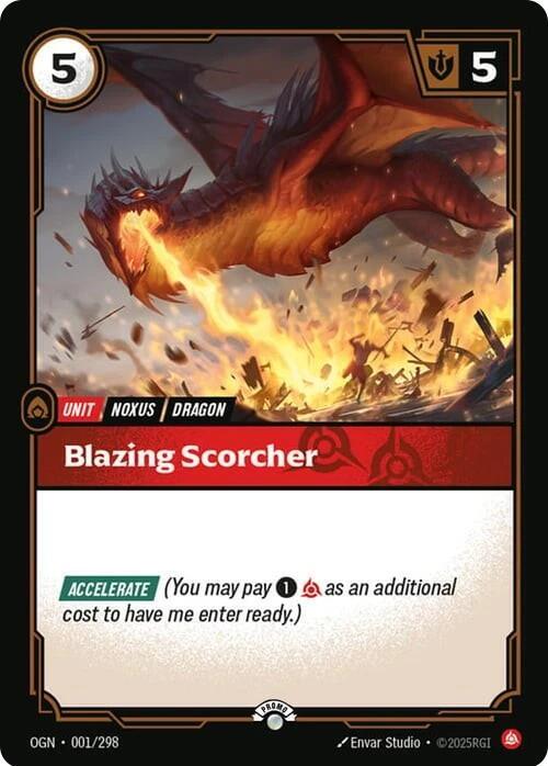 Blazing Scorcher (001/298) [Riftbound Organized Play Promotional Cards]