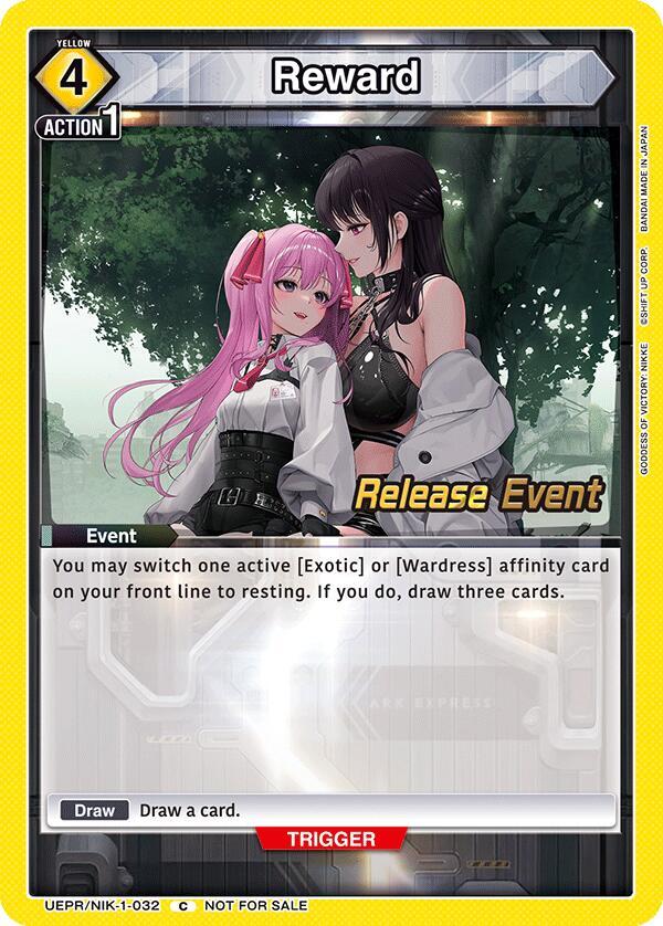 Reward (UEPR/NIK-1-032) [UE14BT: GODDESS OF VICTORY: NIKKE Release Event Cards]