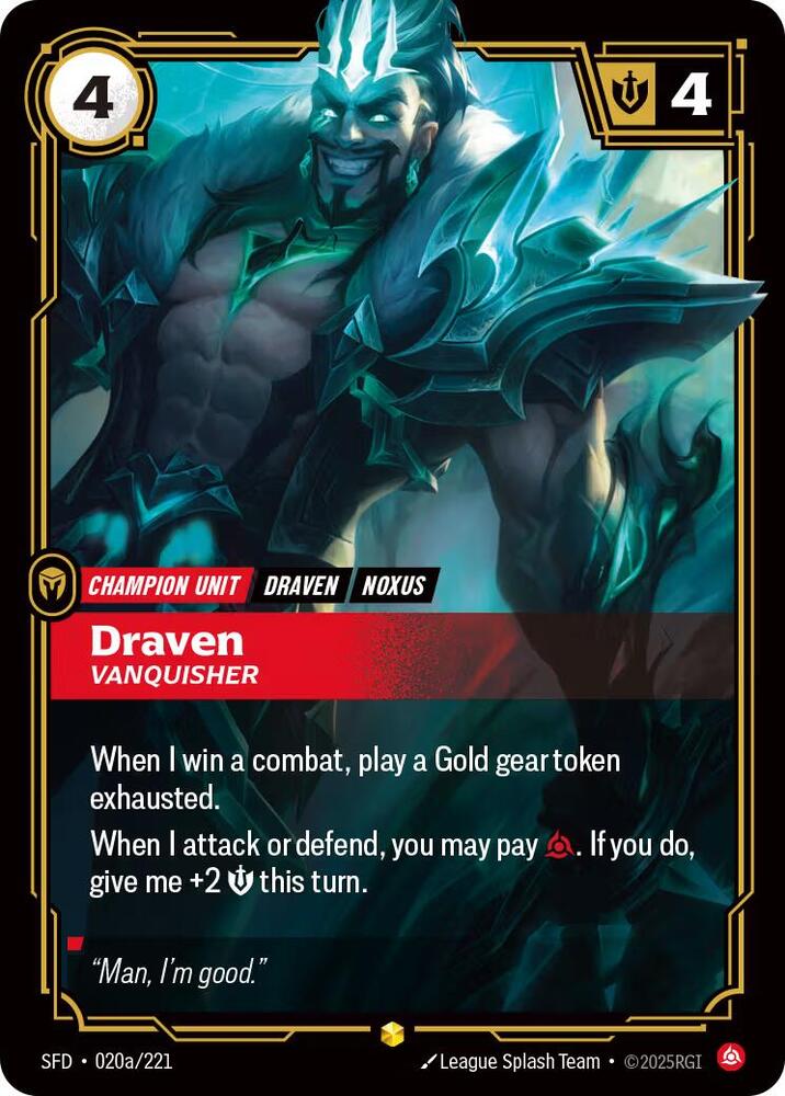Draven, Vanquisher (Alternate Art) (020a/221) [Spiritforged]