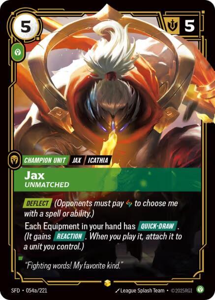 Jax, Unmatched (Alternate Art) (054a/221) [Spiritforged]