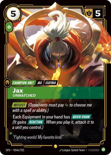 Jax, Unmatched (Alternate Art) (054a/221) [Spiritforged]