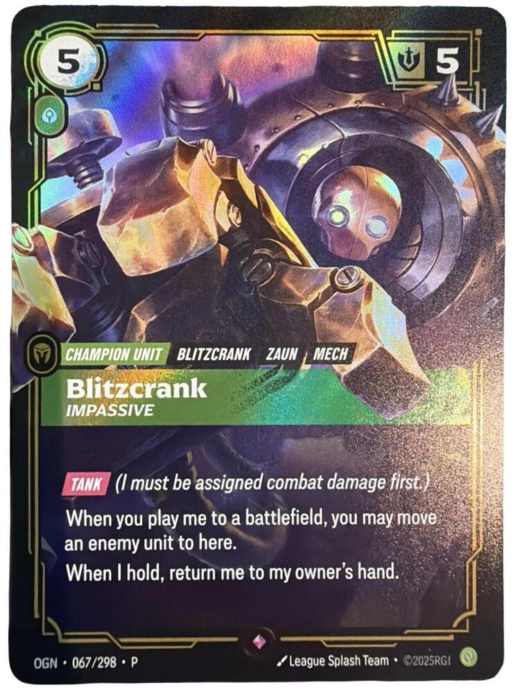 Blitzcrank, Impassive (067/298) [Riftbound Organized Play Promotional Cards]
