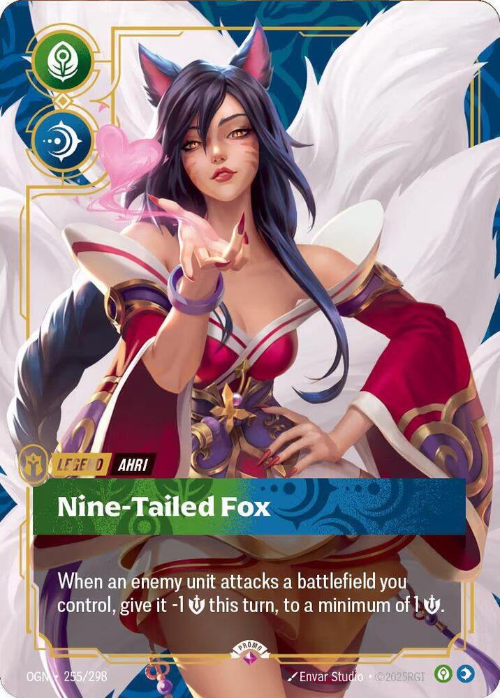 Ahri - Nine-Tailed Fox (Metal) (Best Of) (255/298) [Riftbound Organized Play Promotional Cards]