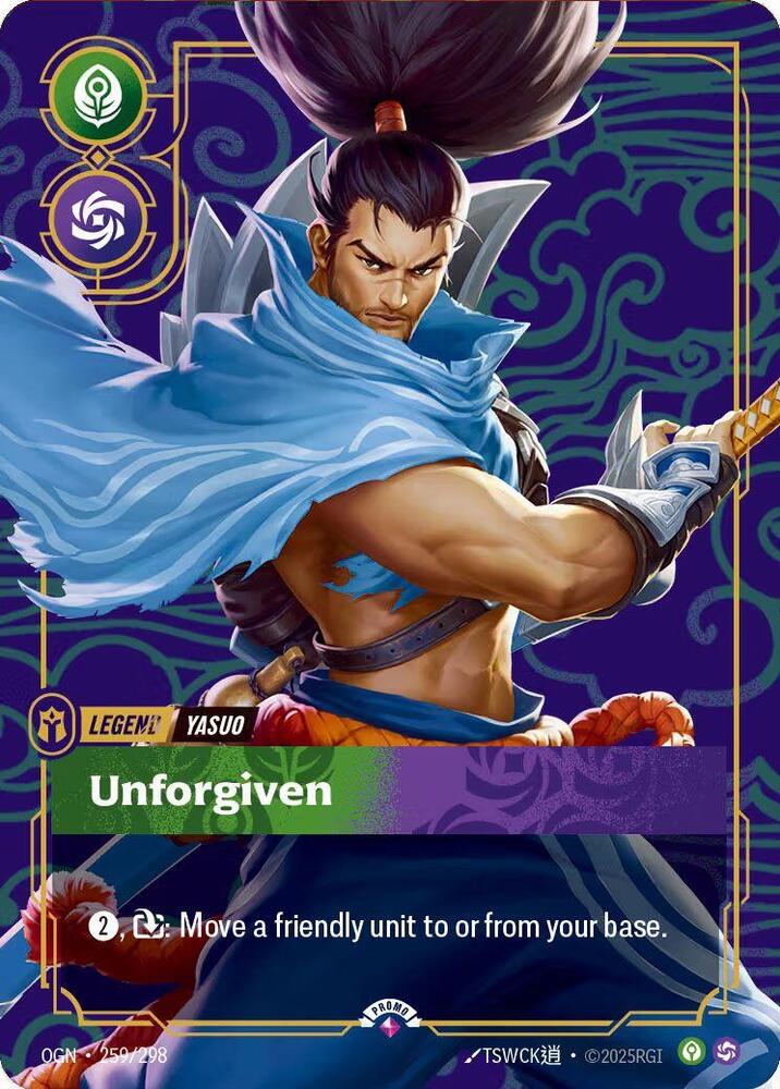 Yasuo - Unforgiven (Metal) (Best Of) (259/298) [Riftbound Organized Play Promotional Cards]