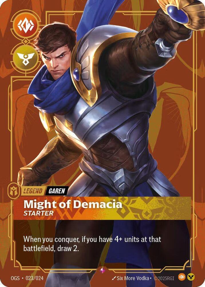 Garen - Might of Demacia (Metal) (Best Of) (023/024) [Riftbound Organized Play Promotional Cards]