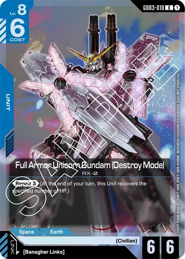 Full Armor Unicorn Gundam (Destroy Mode) (Store Tournament Participant Pack 03) (GD03-010) [Gundam Promotional Cards]