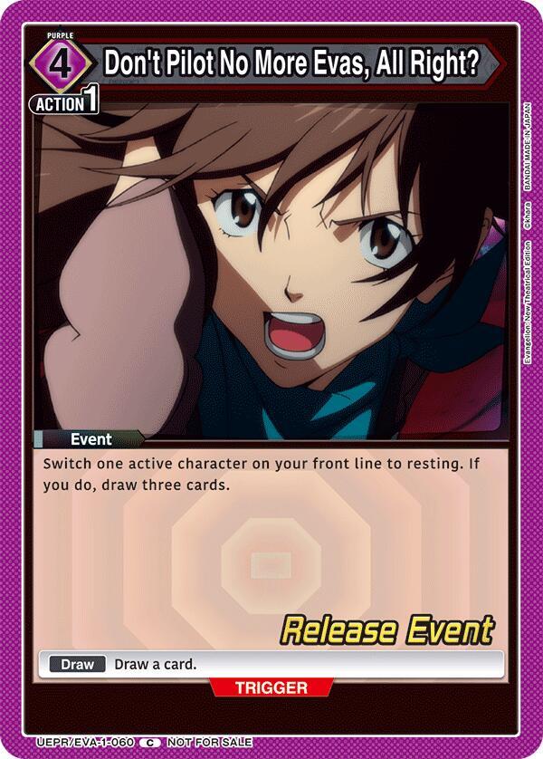 Don't Pilot No More Evas, All Right? (UEPR/EVA-1-060) [UE15BT: Evangelion: New Theatrical Edition Release Event Cards]